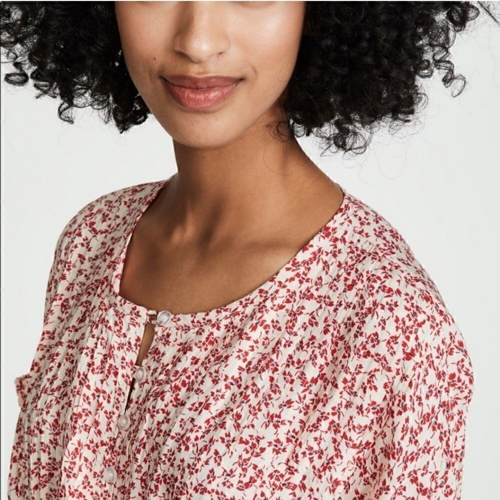 FREE PEOPLE One Fine Day Mini Dress Floral Swing Red Pink Coverup Size Medium - Picture 9 of 12